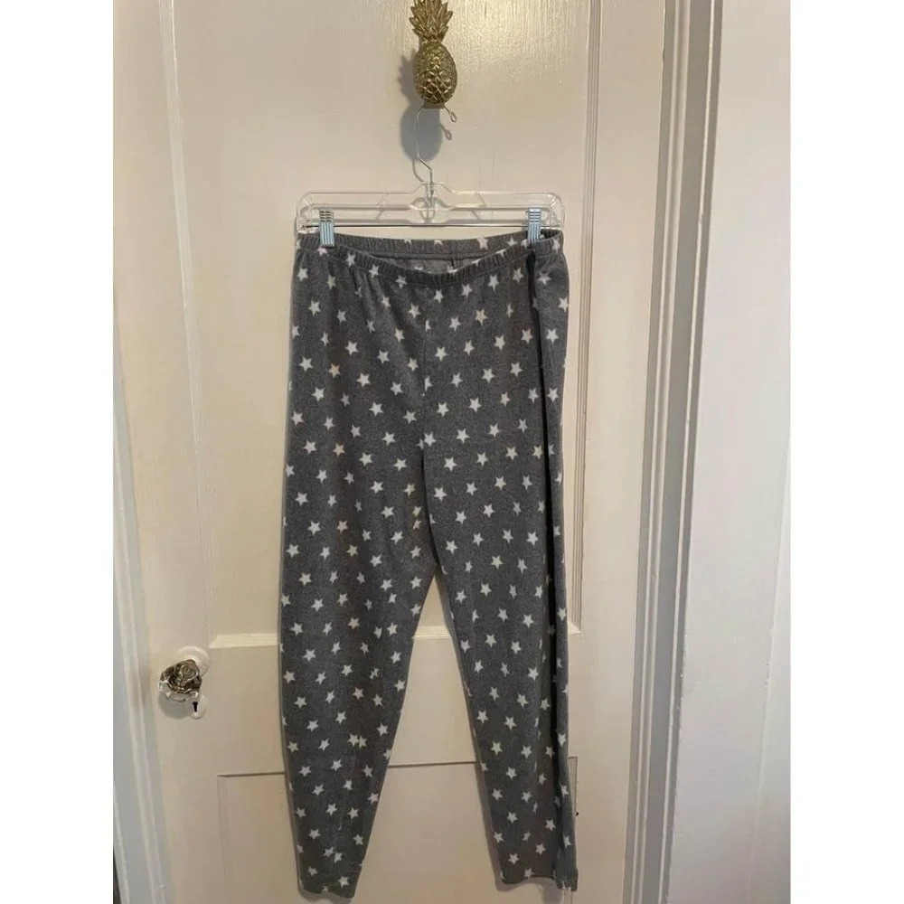 Women’s size Medium Gray & White Stars Fleece Pajama Pants